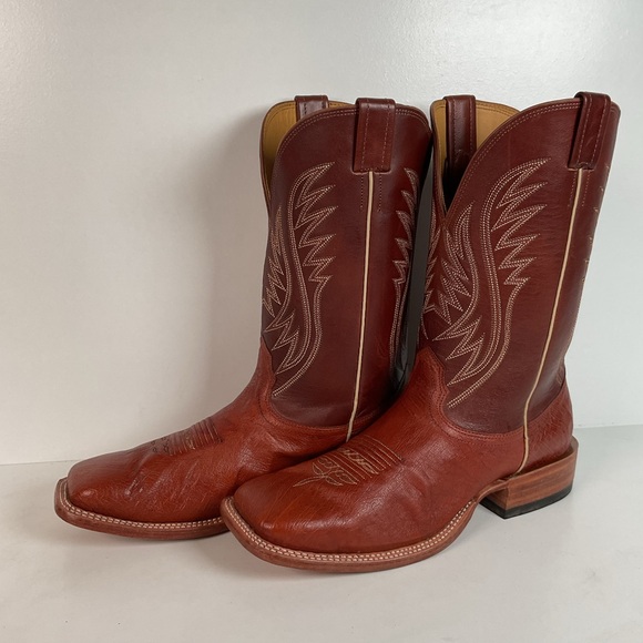 Fenoglio Smooth Ostrich Cowboy BootsSquare ToeExoticUSA Made11.5 E